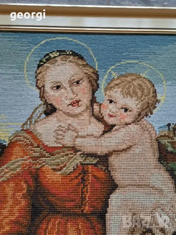 гоблен Богородица с Младенеца , снимка 3 - Гоблени - 50057738