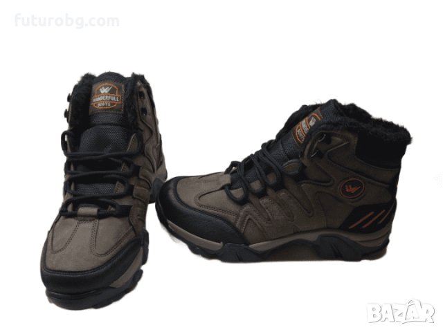 Кафяви водоустоичиви боти за зимата с черен акцент, снимка 5 - Мъжки боти - 38645231