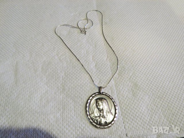 Голям сребърен медальон Дева Мария, богородица, икона богодорица - притежавайте този медальон , снимка 2 - Колиета, медальони, синджири - 33292618