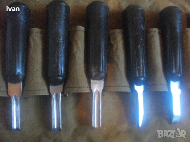 Старо Качество Профи Комплект Ръчни Длета За Дърворезба и Струг-Полукръг,Скосени,Прави-Калъф Брезент, снимка 4 - Други инструменти - 43395050