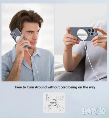 Комплект от 2 магнитни безжични зарядни устройства 15W Fast Mag-Safe със сгъваеми стойки, снимка 7 - Аксесоари за Apple - 50399307