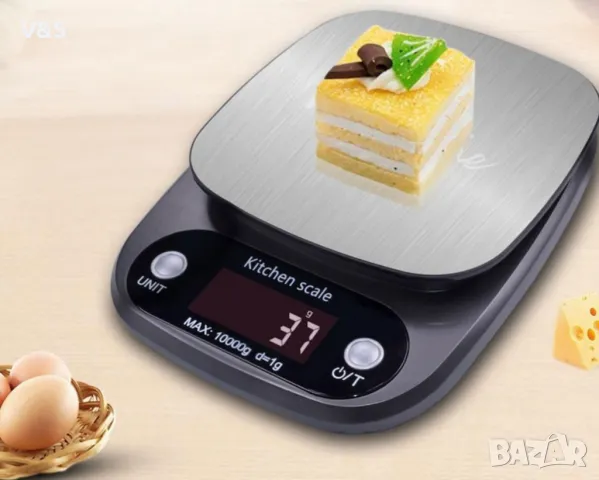 Кухненска везна,  неръждаема стомана/ABS, цифров дисплей, 5кг, черна, снимка 5 - Електронни везни - 48108783