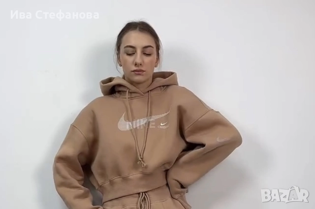 Уникално 100 % оригинален марково бежово худи суичър качулка Nike nike Найк , снимка 6 - Суичъри - 52842147
