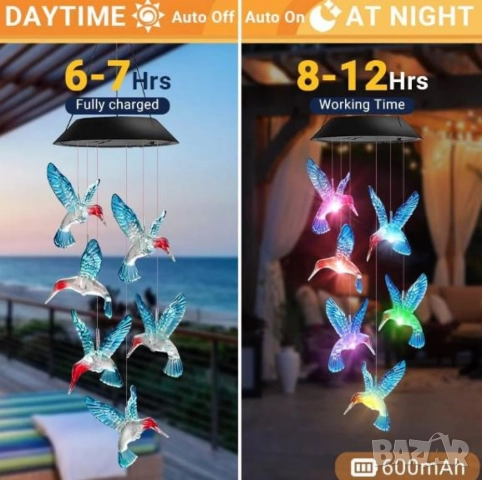 Многоцветна LED соларна лампа Колибри – Елегантно и екологично осветление за вашата градина и тераса, снимка 9 - Други - 52097944