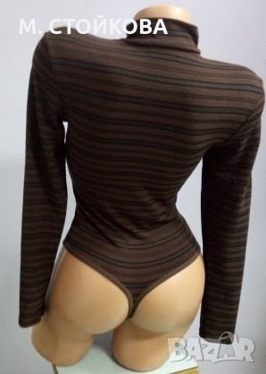 ПОСЛЕДНИ БРОЙКИ! кафяво боди с прашка S - българско производство, снимка 2 - Блузи с дълъг ръкав и пуловери - 26799715