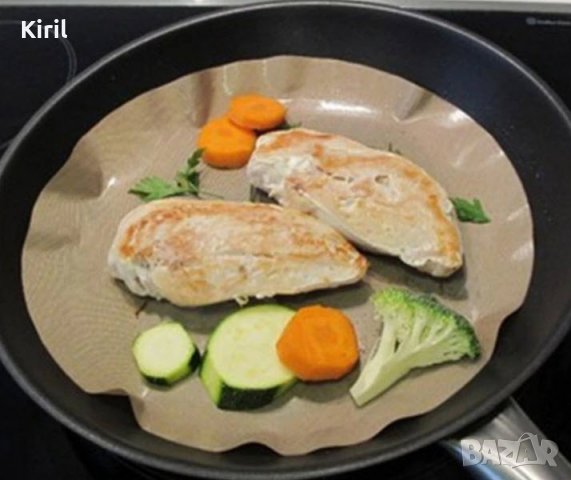Подложка за еър фрайър мултикукър Барбекю скара грил BBQ тефлонова против загаряне диаметър 24 см., снимка 7 - Барбекюта - 28601826