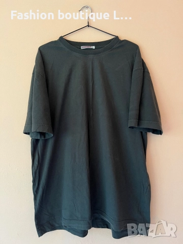 Тъмно зелена широка тениска L размер 100% памук 💚