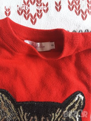 Детски блуза с красива декорация с паети -коте, снимка 4 - Детски Блузи и туники - 32469740