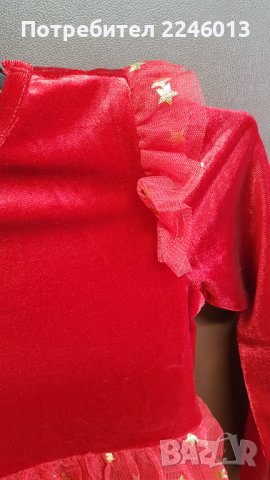 Красива тъмно червена рокличка от плюш, снимка 2 - Детски рокли и поли - 43407890