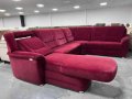 Червен ъглов диван от плат с ф-я сън и ел.лежанка "SC Classic", снимка 2
