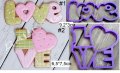  LOVE надпис 2 вида пластмасов резец форма фондан тесто бисквитки, снимка 1 - Форми - 27735144