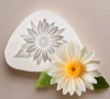 Едра лайка маргаритка с листа цвете силиконов молд форма фондан шоколад гипс декор украса, снимка 2