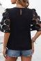 Дамска блуза в черен цвят с къси ефектни ръкави, снимка 2