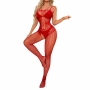 Еротично цяло боди чорапогащник в черен и червен цвят - код В366, снимка 6