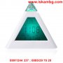 LED будилник и метеостанция с форма на пирамида светещ в 7 цвята, снимка 5