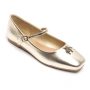 Златни равни обувки с каишка- Nansi Gold 11674, снимка 1