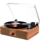 Bluetooth Грамофон за винилови плочи вградени говорители USB вход 3 скорости AUX вход жак слушалки, снимка 1