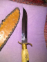 Ловен нож от соца калъф естествена кожа метален гард ръчно правен от майстор с инициали нов , снимка 6