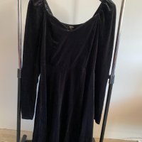 Simply Be черна велурена рокля UK 16 EU 44, снимка 4 - Рокли - 38450921