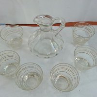Стъклени чаши чашки и каничка , снимка 6 - Антикварни и старинни предмети - 26675138