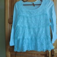 Синя блузка на волани НМ, снимка 1 - Детски Блузи и туники - 36843784