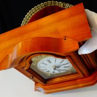 Настолен часовник,месинг,дърво. , снимка 6 - Антикварни и старинни предмети - 43844766
