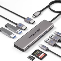 Lemorele USB C към двоен HDMI адаптер, 10-в-1, снимка 1 - Други - 44071018