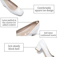Дамски кортови обувки с блок ток, масивни средни ниски токчета, бели, размер 43, снимка 4 - Дамски ежедневни обувки - 43751424