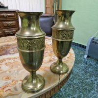 Чифт красиви антикварни месингови вази , снимка 3 - Антикварни и старинни предмети - 43362617