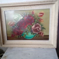 стара картина-цветя, снимка 1 - Картини - 43610572