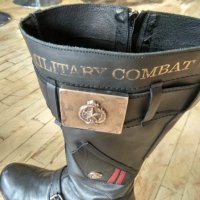 Кожени ботуши-рокерски Military combat, снимка 8 - Мъжки ботуши - 43351689