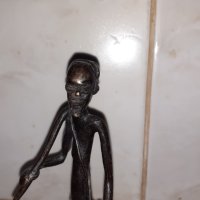 Уникална стара африканска бронзова статуетка фигура пластика, снимка 2 - Антикварни и старинни предмети - 43152823