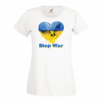 Дамска Тениска Украйна Stop War 4 спрете войната,подкрепям Укркайна,, снимка 1 - Тениски - 37423149