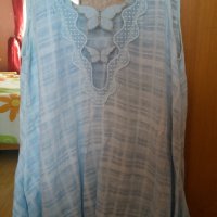 Лятна светлосиня блуза туника без ръкав с пеперуди, снимка 5 - Туники - 33048919