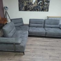 Сив ъглов диван от плат "Artemis" с подвижни облегалки, снимка 3 - Дивани и мека мебел - 43896456