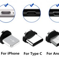Магнитен кабел за зареждане на телефон iPhone, type C и Android, снимка 2 - USB кабели - 32884446