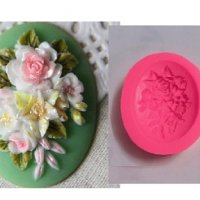 Рози цветя овал силиконов молд форма за декорация торта фондан шоколад и др, снимка 1 - Форми - 26477806