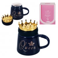 Луксозна керамична чаша с капак-корона, снимка 1 - Декорация за дома - 38139679