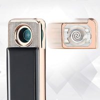 Луксозна тънка ветроустойчива акумулаторна електронна запалка с реотан USB на ток за цигари подарък, снимка 6 - Запалки - 24108137