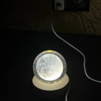LED Светеща кристална топка/лампа,3D сензорна-Луна, снимка 4 - Настолни лампи - 43676398