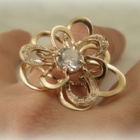 уникално красив златен пръстен ЦВЕТЕ - 8.15 грама, размер № 57-58, снимка 6 - Пръстени - 40207617