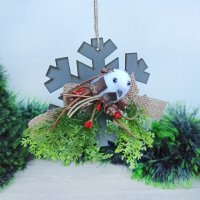 3394 Коледна украса Снежинка с птиче, 12 см, снимка 2 - Декорация за дома - 39158641