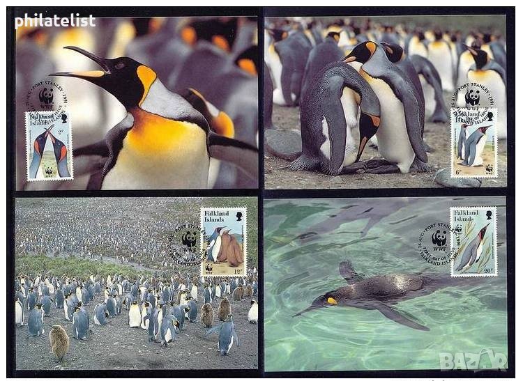 Фолклендски острови 1991 - 4 броя Карти Максимум - WWF, снимка 1