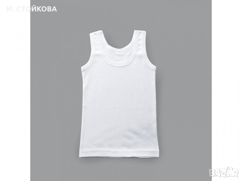 РАЗПРОДАЖБА! ПОСЛЕДЕН БРОЙ! Бял потник от фин памучен рипс от 5 до 7 годишни, снимка 1