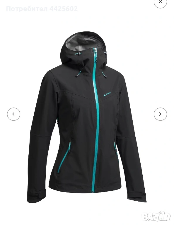 Дамско водоустойчиво яке МН500-черно, снимка 1