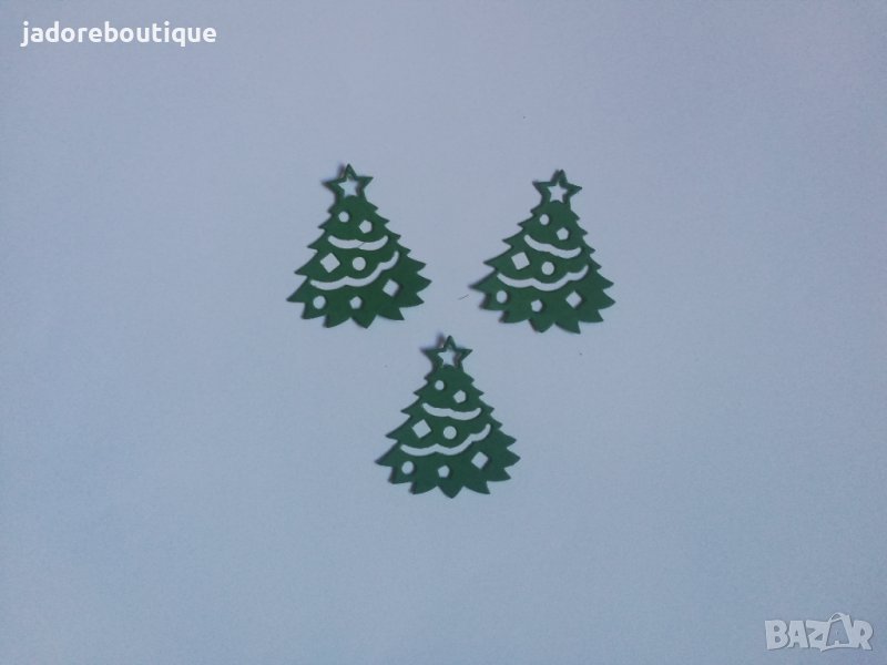 Елемент от хартия елха 3 бр скрапбук декорация , снимка 1