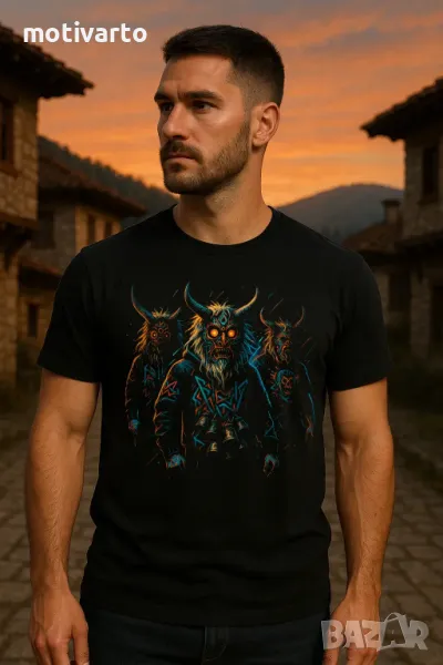 Mодерна патриотична тениска с кукери, снимка 1