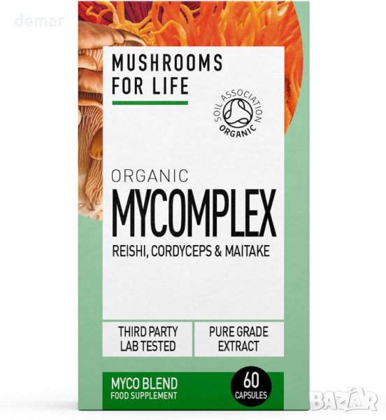Органична Mycomplex супер смес от гъби - Кордицепс, Рейши и Майтаке - 60 капсули, снимка 1