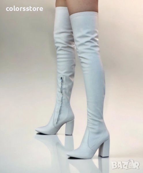 Чизми на ток - бежова кожа - O250, снимка 1