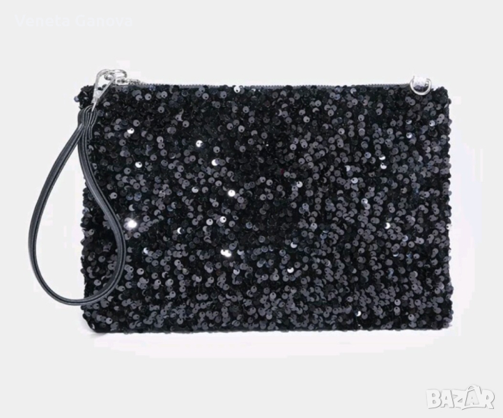 Сребърна или черна вечерна дамска чанта за рък, снимка 1